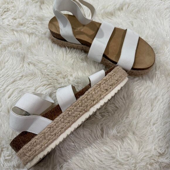 Esprit Women's White and Tan Espadrille Platform Sandals - Picture 2 of 3